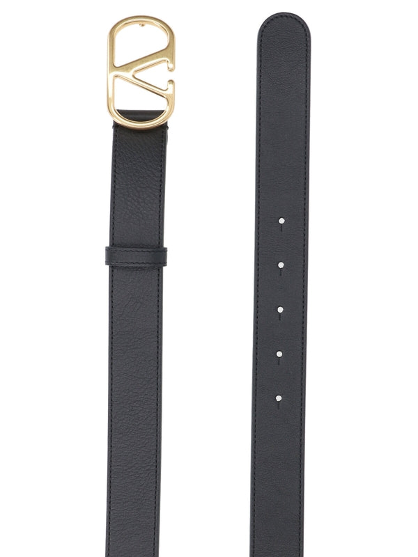 V Logo Leather Belt