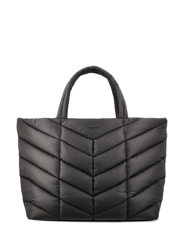 Chevron Quilted Nylon Puffer Tote Bag