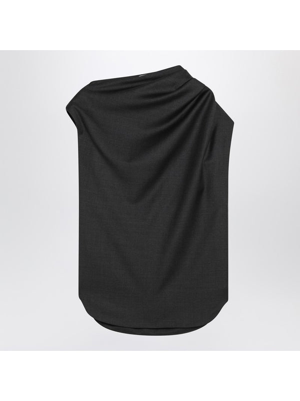 Asymmetric Draped Wool Top