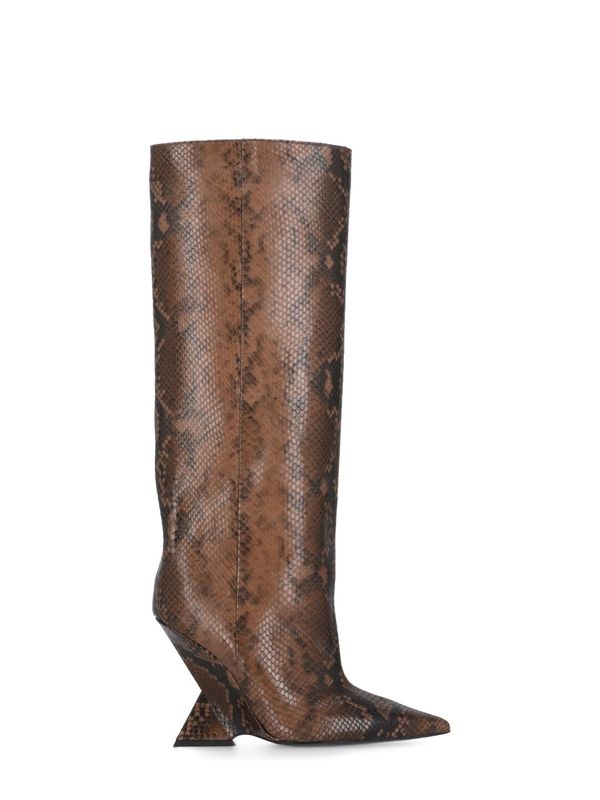 Animal Pattern Leather High Boots