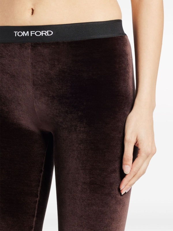 Logo Banded Velvet Leggings