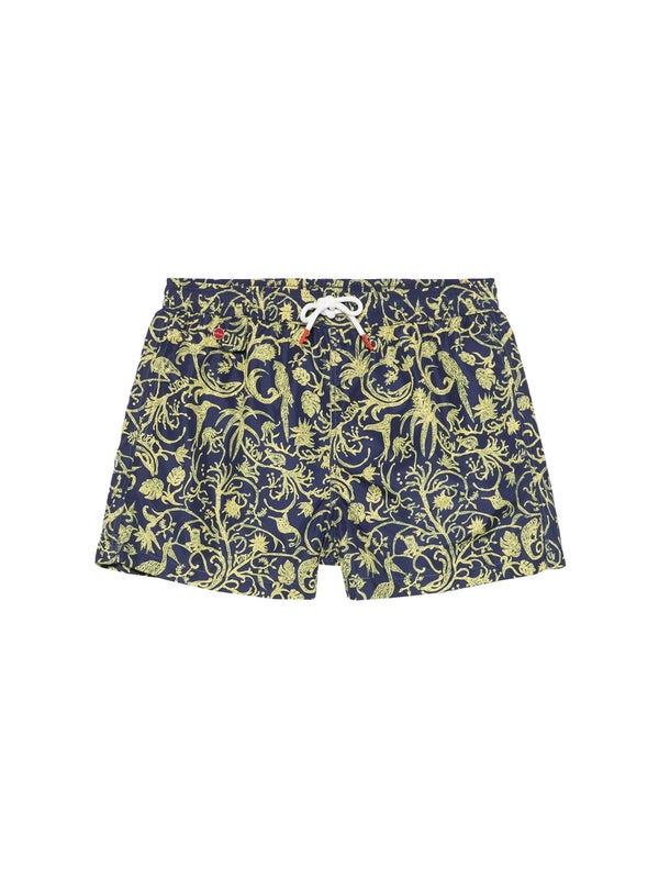 Drawstring Flower Printing Swim Shorts