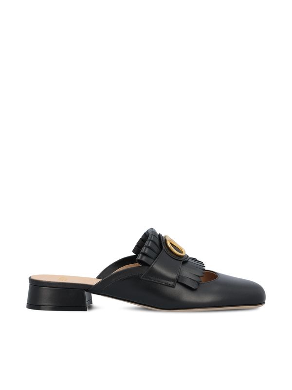 V Logo Fringe Leather Bluchers