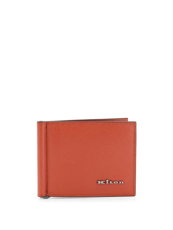 Logo Leather Money Clip Wallet