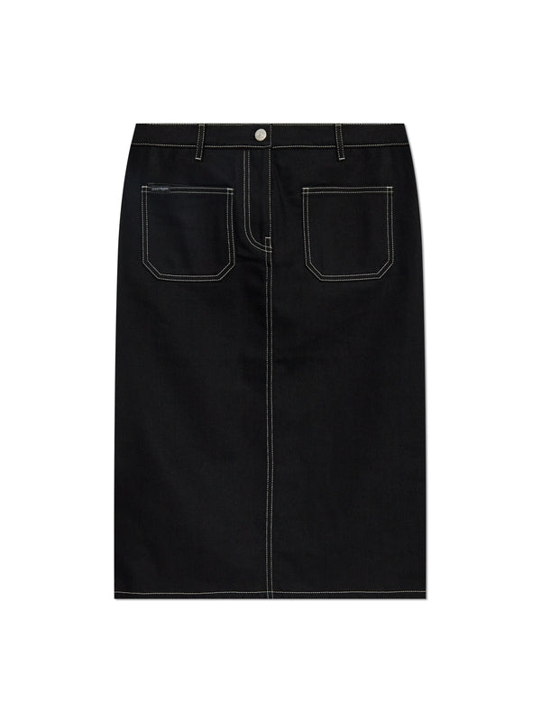 Stitch Back
  Slit Denim Skirt