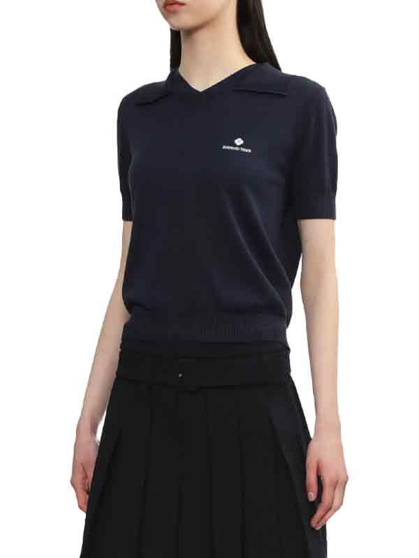 Logo Polo Silk Navy Knit
