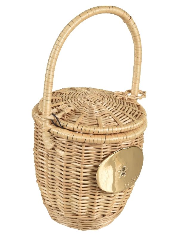 Woven Wicker Bucket Mini Tote Bag