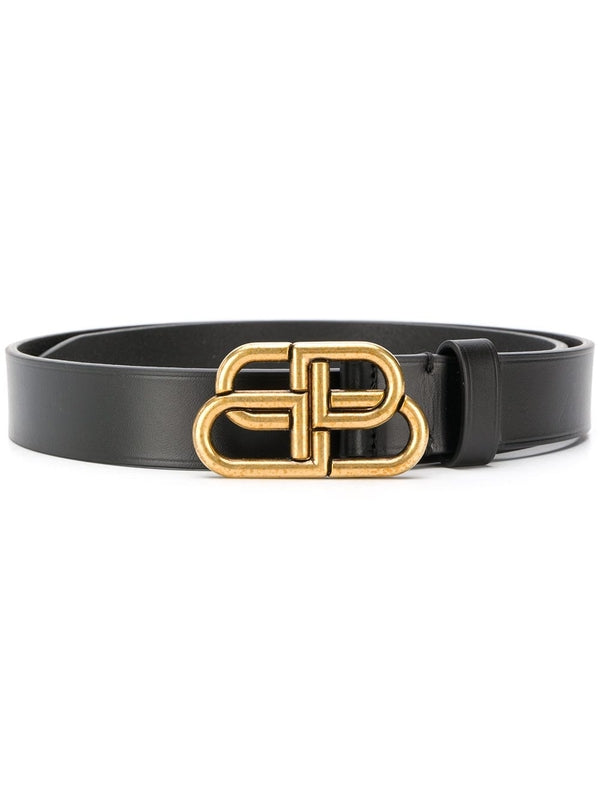 BB Logo Buckle Leather Belt