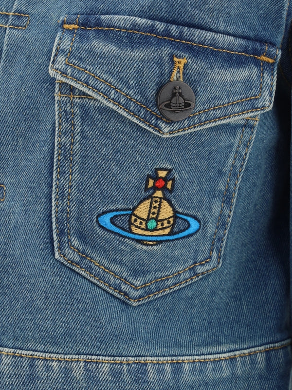 Orb Logo Embroidered Denim Trucker Jacket