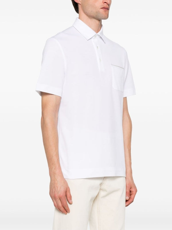 Back Logo Tab Pocket Cotton Short Sleeve Polo Shirt