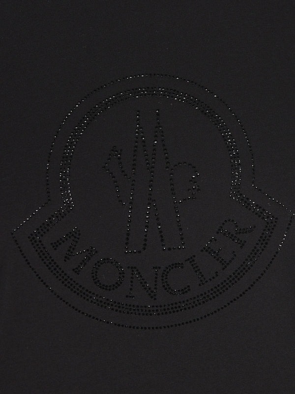 MONCLER - Rhinestone Logo Short Sleeve T-shirt - Jente