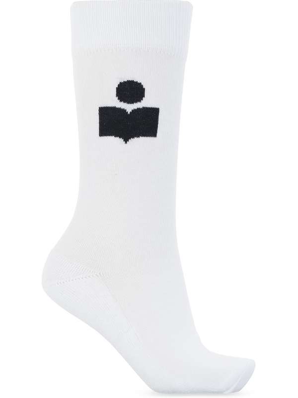 Logo White High-Top Socks