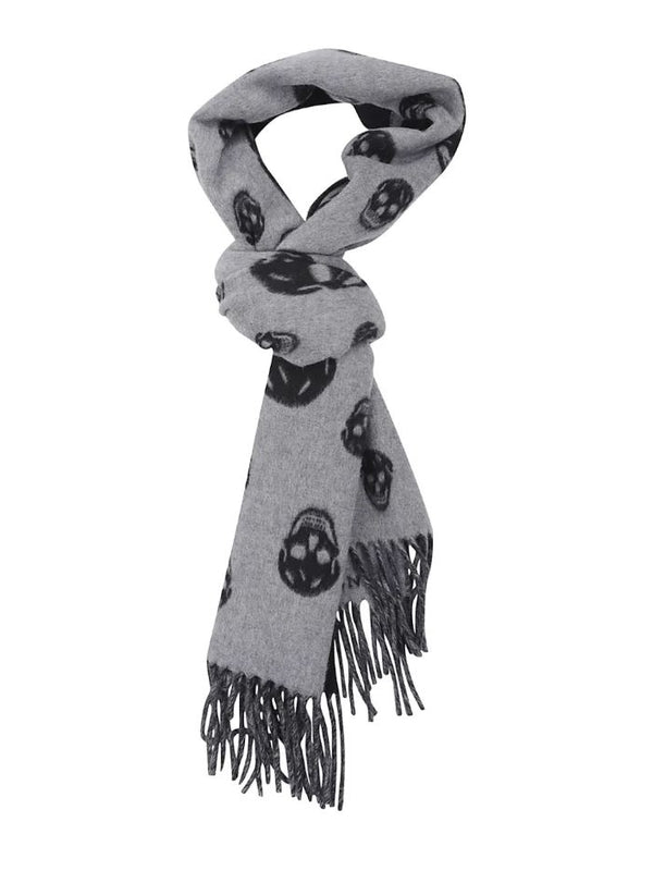 Alexander Mcqueen Grey Wool Mufflers