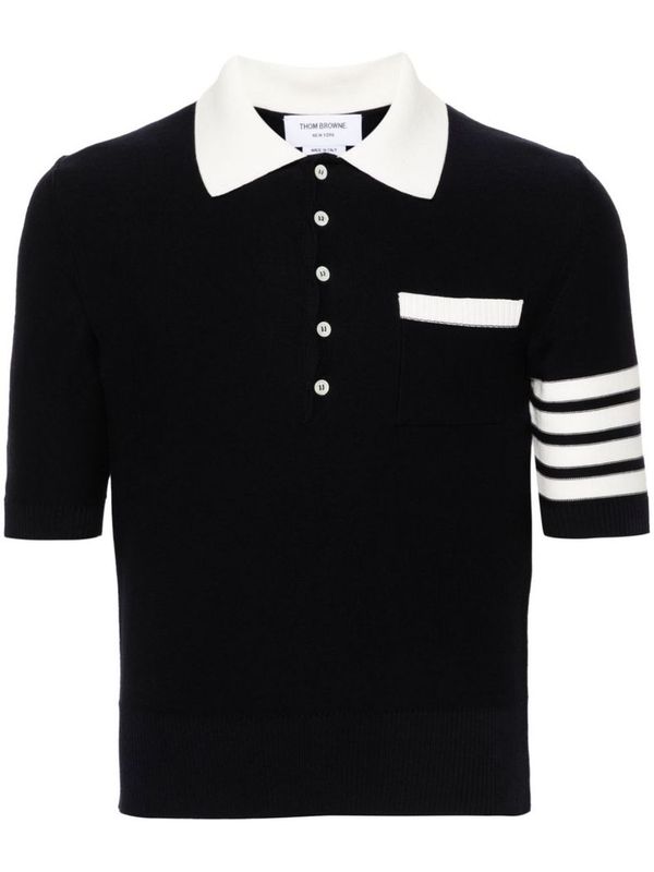 Back Hector Jacquard Diagonal
  Bar Cotton Polo Shirt