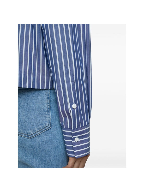 Stripe Pattern Cotton Crop
  Shirt