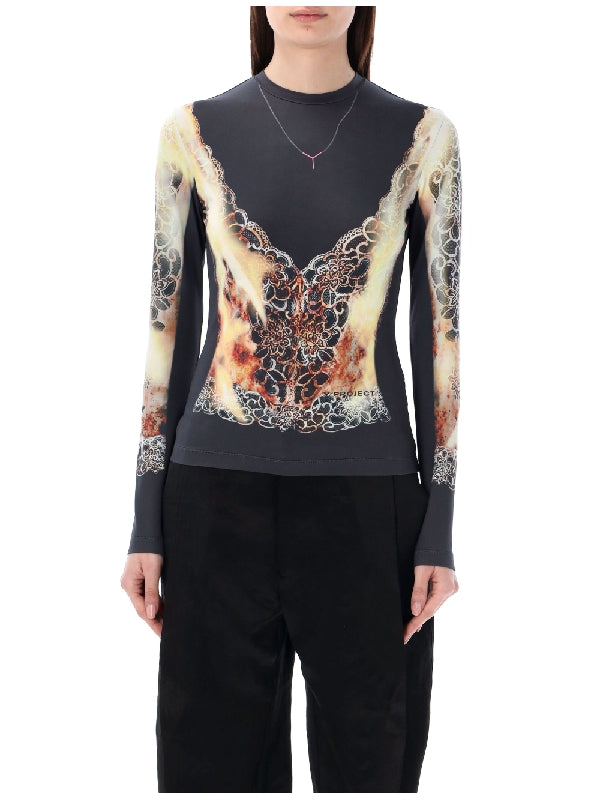 Y/PROJECT - Lace Printed Long Sleeve Top - Jente