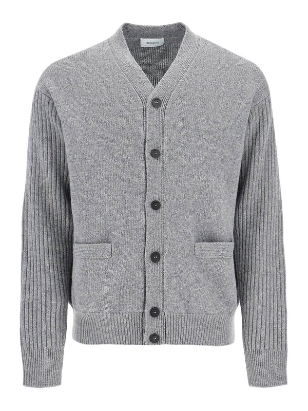 V-neck Pocket Wool Cardigan