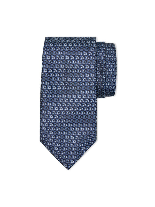 Gancini Pattern Silk Tie