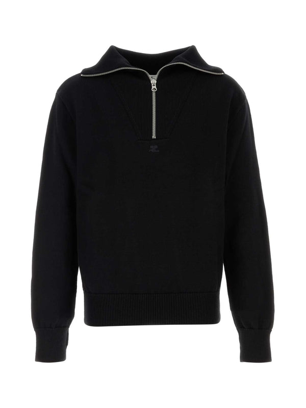 Logo Embroidery Zip-Up Knit