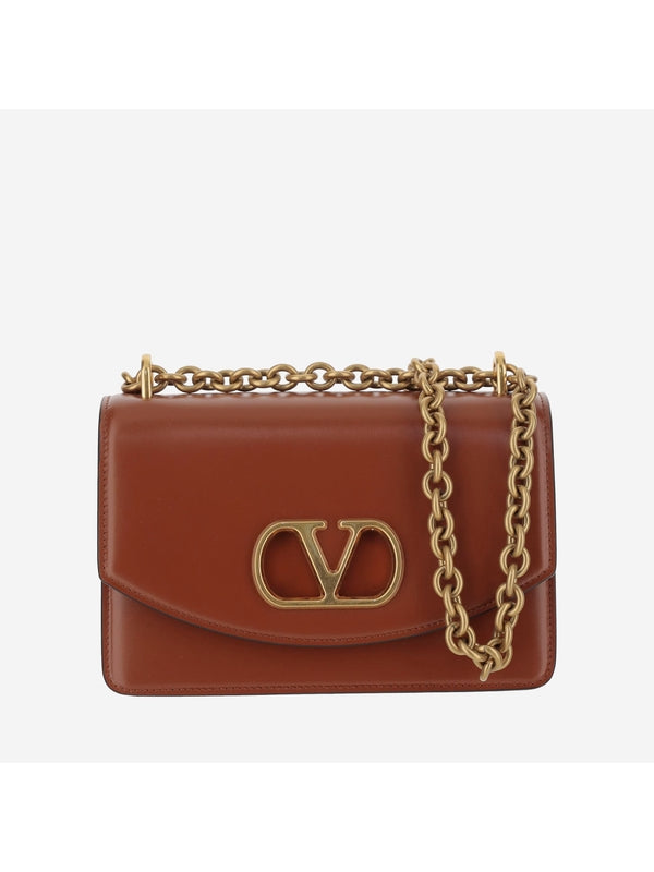 Vain Logo Chain Leather Shoulder Bag