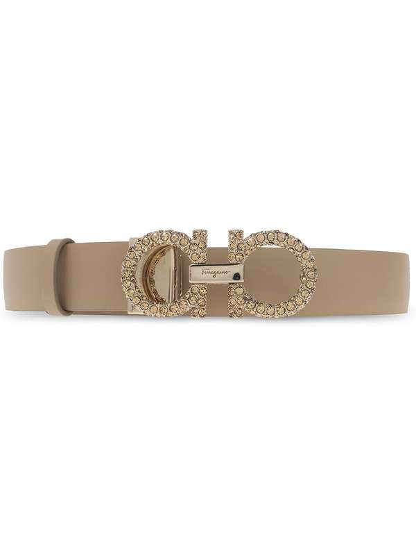 Crystal
  Gancini Decoration Leather Belt