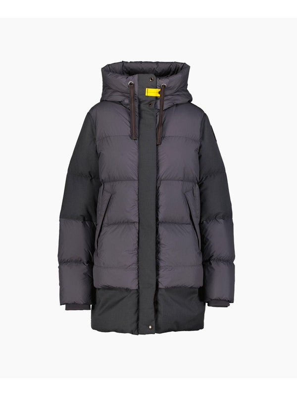 Grey Long Hooded Puffer Jacket