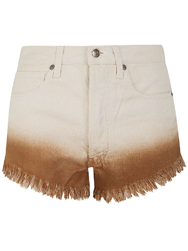 Gradient Fringe Denim Shorts