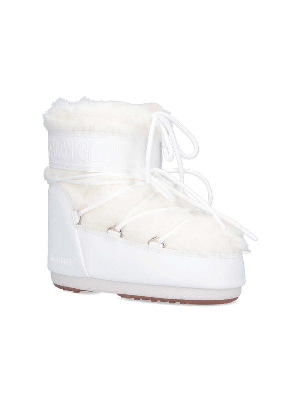 Logo Fake Fur Lace-Up Boots