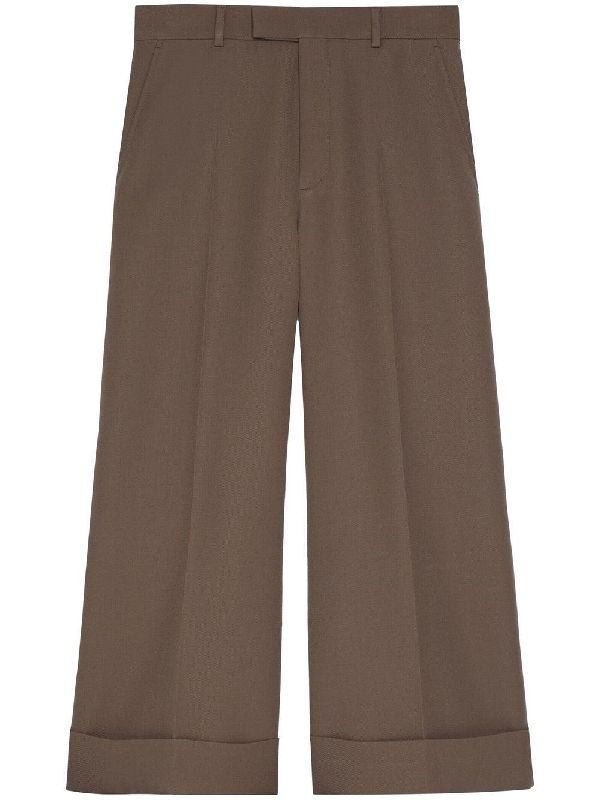 Wool Wide Turn-Up Pants