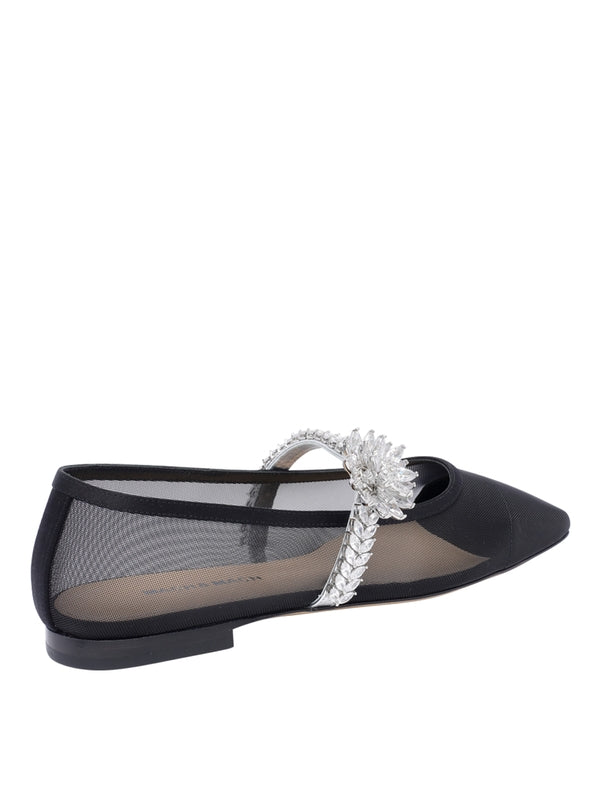 Flower Crystal Mesh Flat Shoes