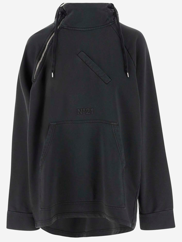 Zipper Detail Drawstring Hoodie