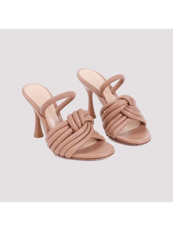 Braid Detail Leather Sandal Heel