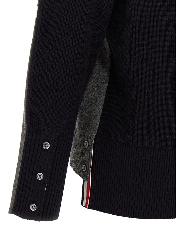 4-Bar Armband Crew Neck Wool Knit