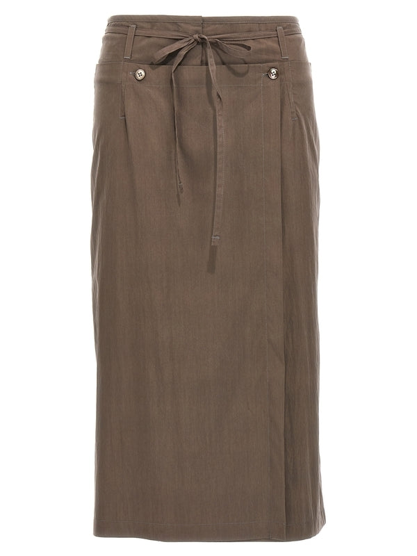Tie Strap
  Button Midi Skirt