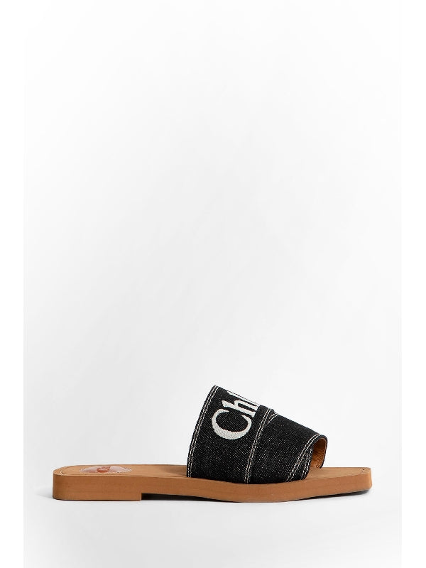 Woody Logo Linen Sandal