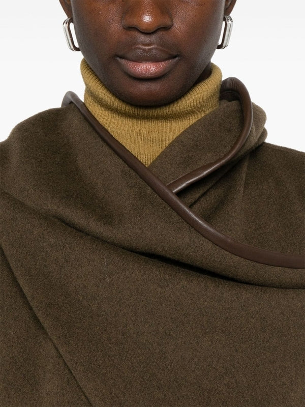 Brown Wool Cashmere Hooded Cape