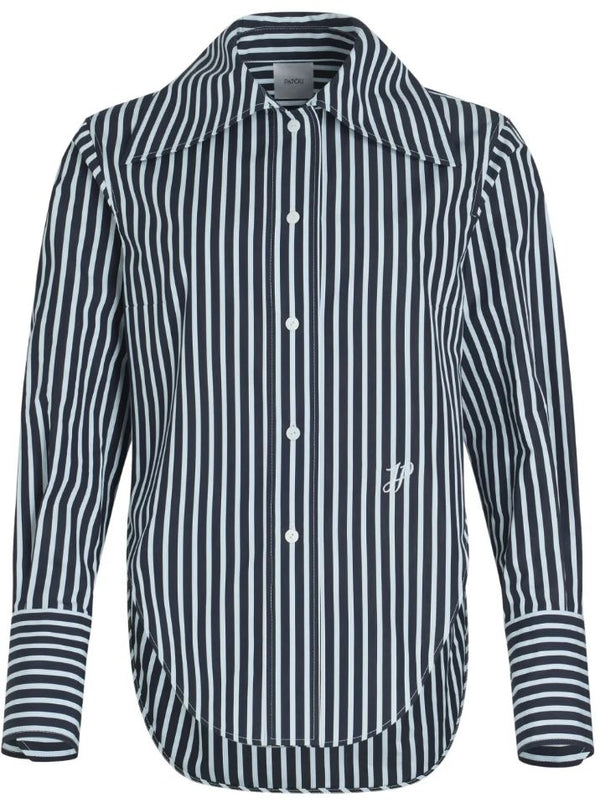 Logo Embroidered Stripe Long-sleeve Shirt