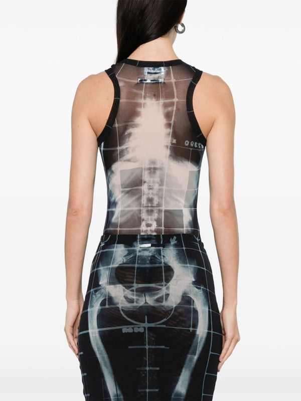 X-Ray Printing Semi Sheer Nylon Bodysuit