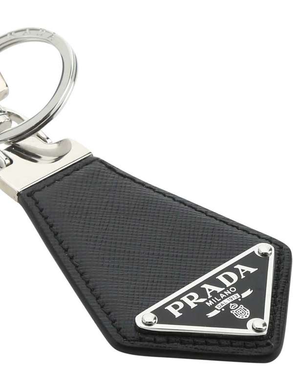 Triangle Logo Leather Charm Keyring