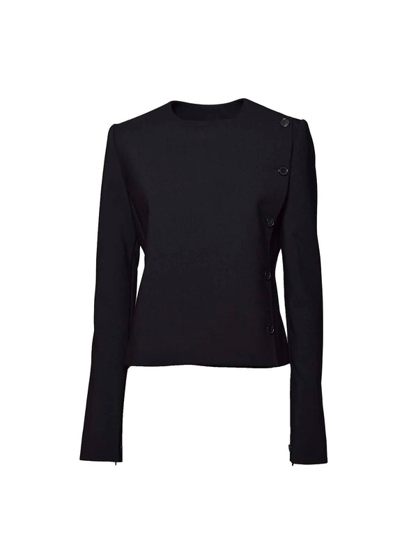 Asymmetric Button Wool Blend Jacket
