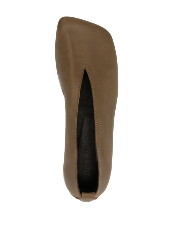 Asymmetric Toe Calfskin Flats