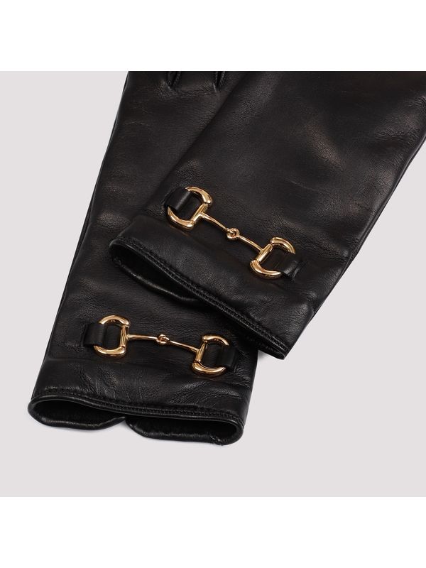 Horsebit Detail Leather Gloves