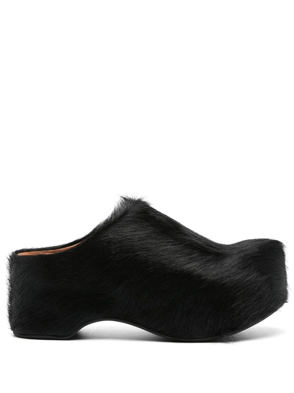 Calfskin Platform Mule Sandals