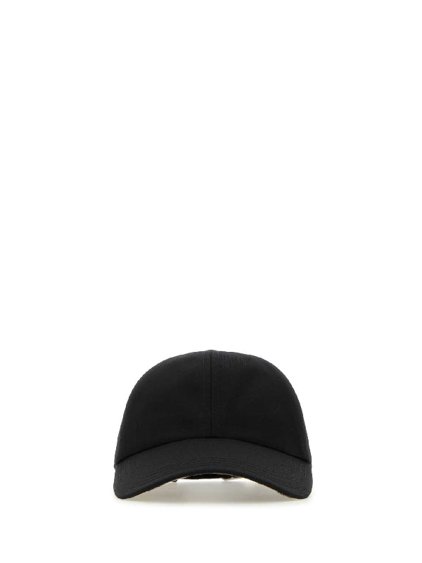 Black Cotton Blend Baseball Cap