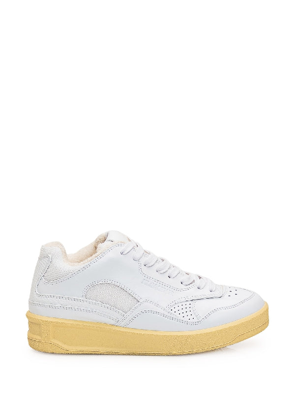 White Calfskin Low-Top Sneakers