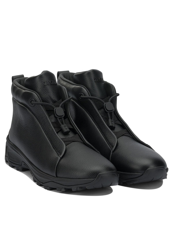Zegna Black Lace-Up Boots