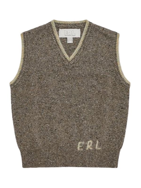 Logo Jacquard V-Neck Wool Knit Vest