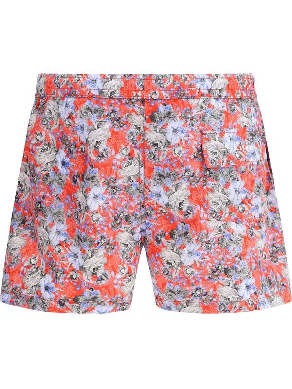 Logo Button Allover Printing Swim Pants