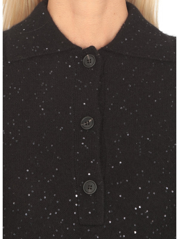 Sequin Wool Polo Shirt