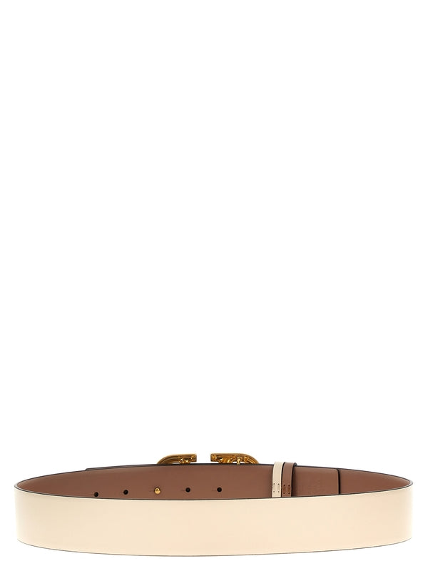 V Logo Reversible Leather Belt